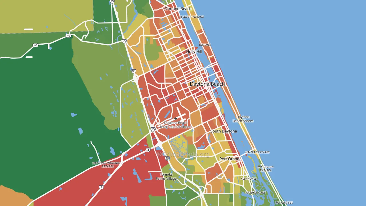 Daytona Beach, FL Map of Theft Rates