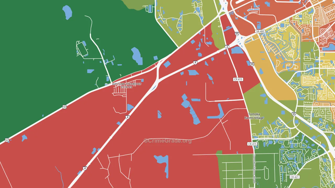 Daytona Highridge Estates, FL Map of Theft Rates