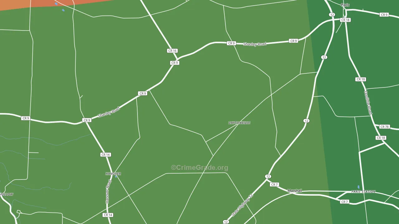 Daytonville, NY Map of Theft Rates