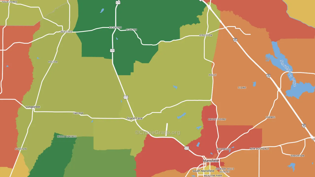 De Soto Parish, LA Map of Theft Rates