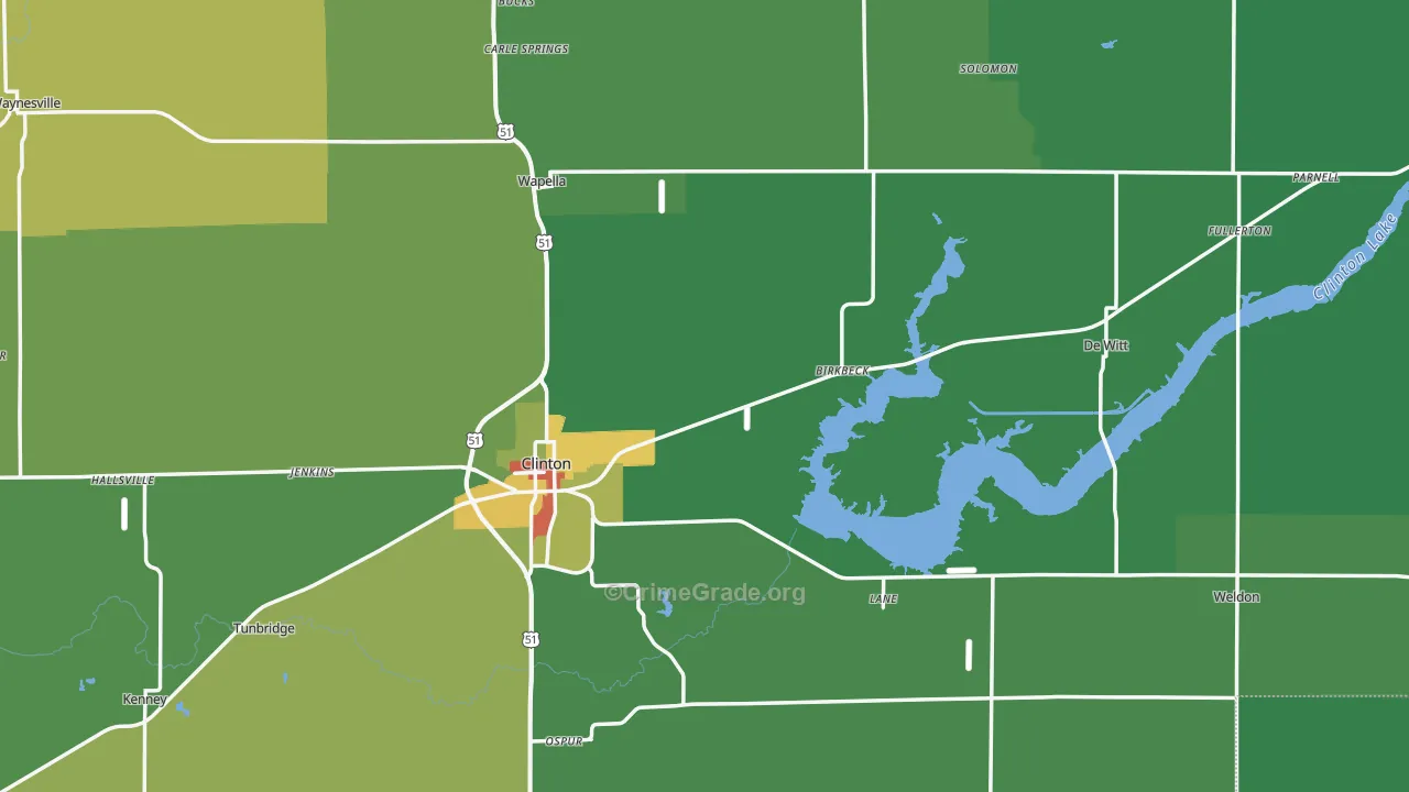 De Witt County, IL Map of Theft Rates