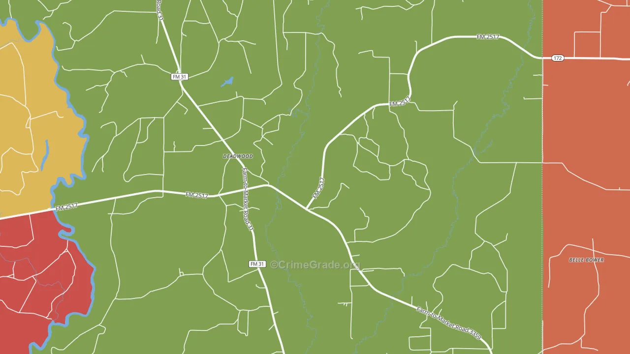 Deadwood, TX Map of Theft Rates