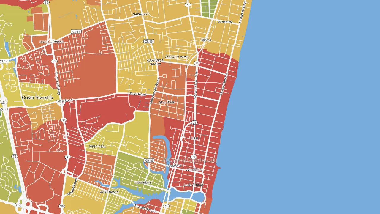 Deal, NJ Map of Theft Rates