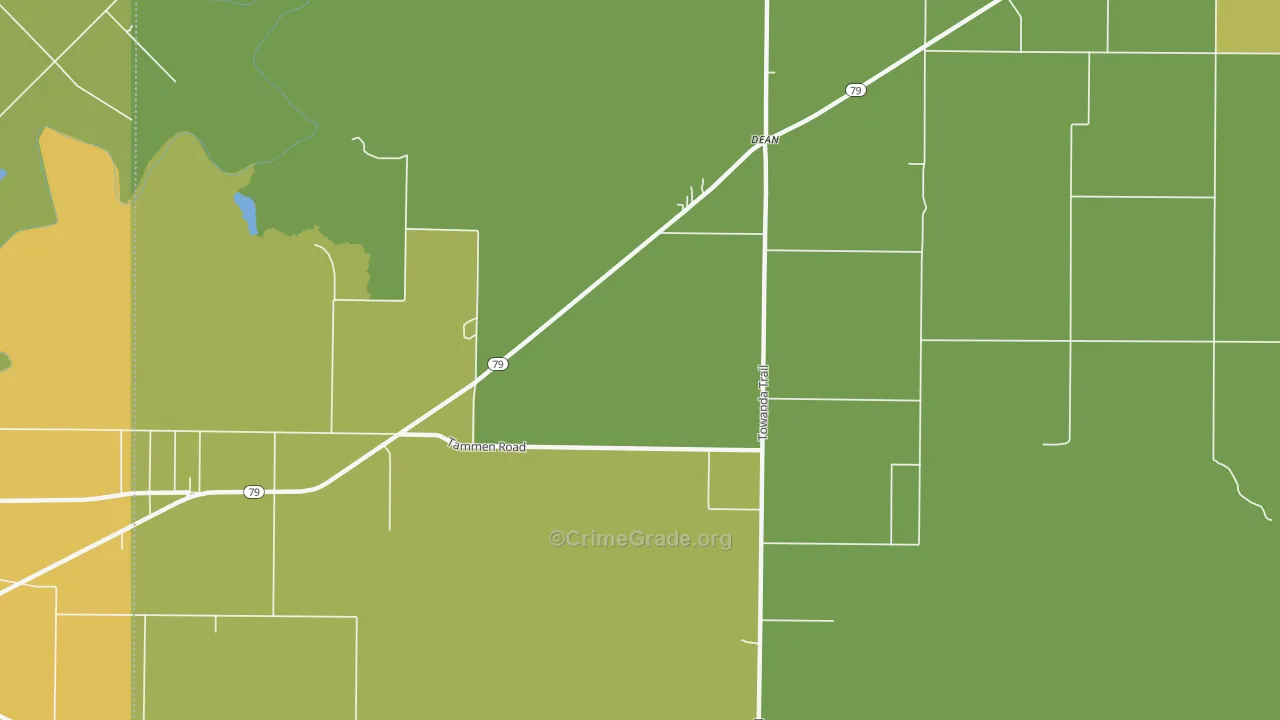 Dean, TX Map of Theft Rates