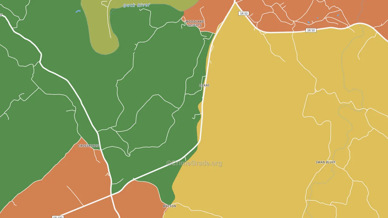 Deans, TN Map of Theft Rates