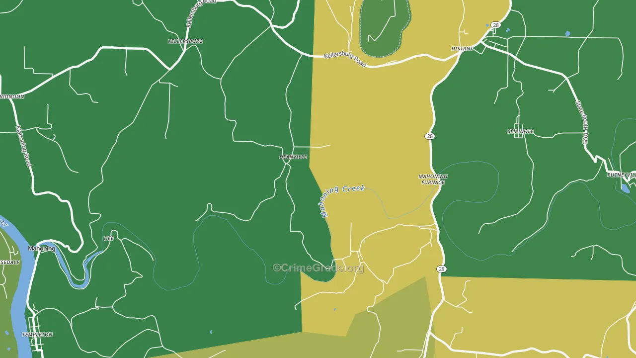 Deanville, PA Map of Theft Rates
