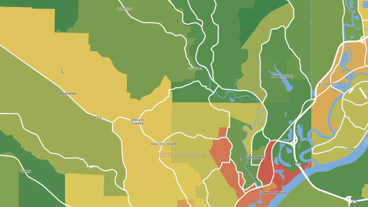 Dearborn County, IN Map of Theft Rates