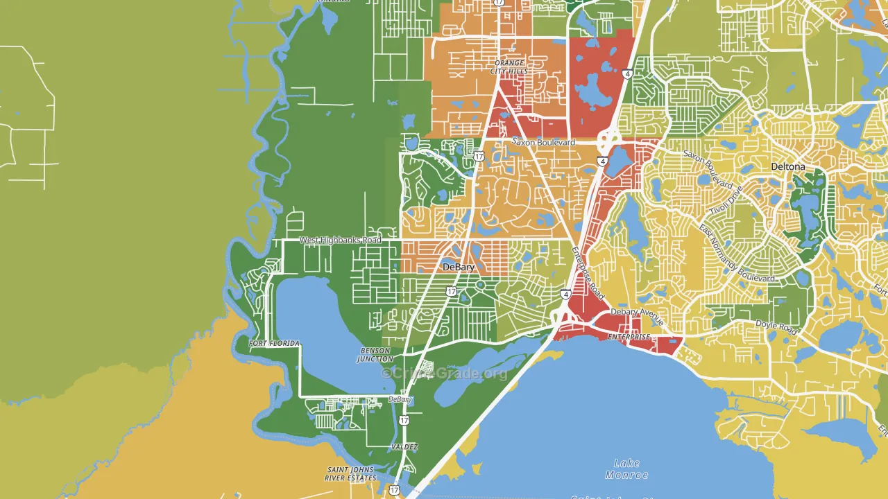 DeBary, FL Map of Theft Rates