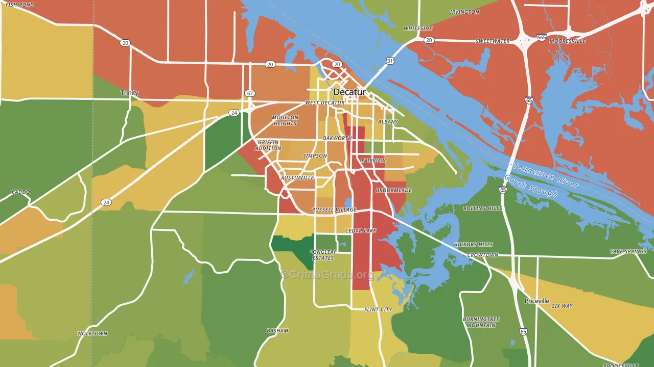 Decatur, AL Map of Theft Rates
