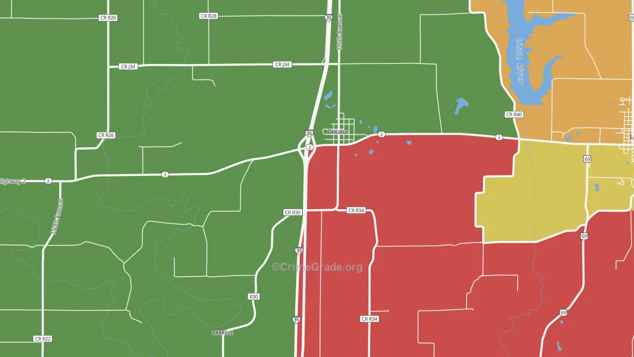 Decatur City, IA Map of Theft Rates