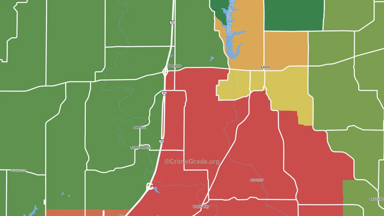 Decatur County, IA Map of Theft Rates