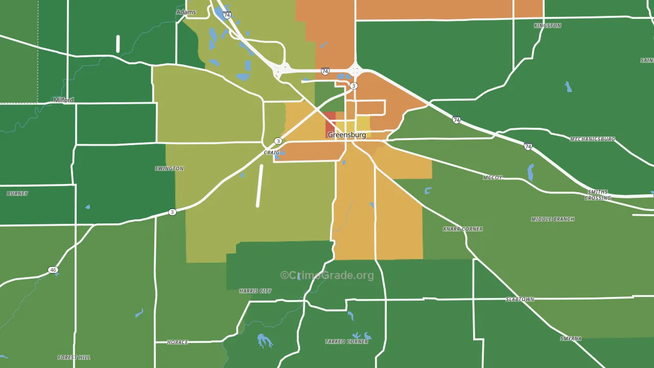Decatur County, IN Map of Theft Rates