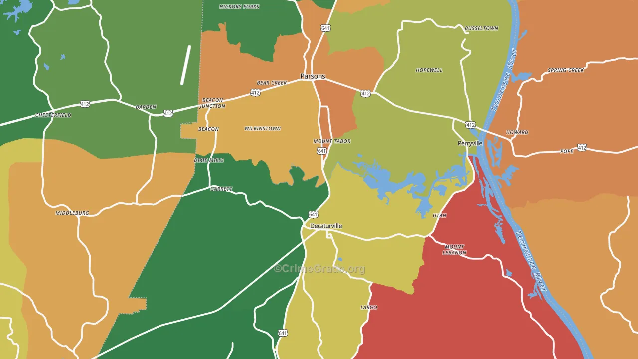 Decatur County, TN Map of Theft Rates
