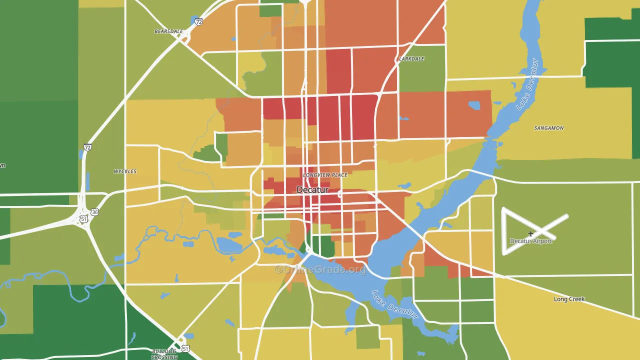 Decatur, IL Map of Theft Rates