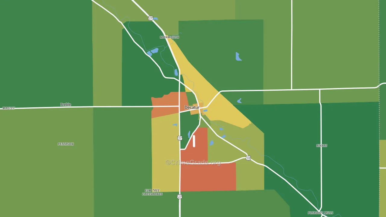 Decatur, IN Map of Theft Rates