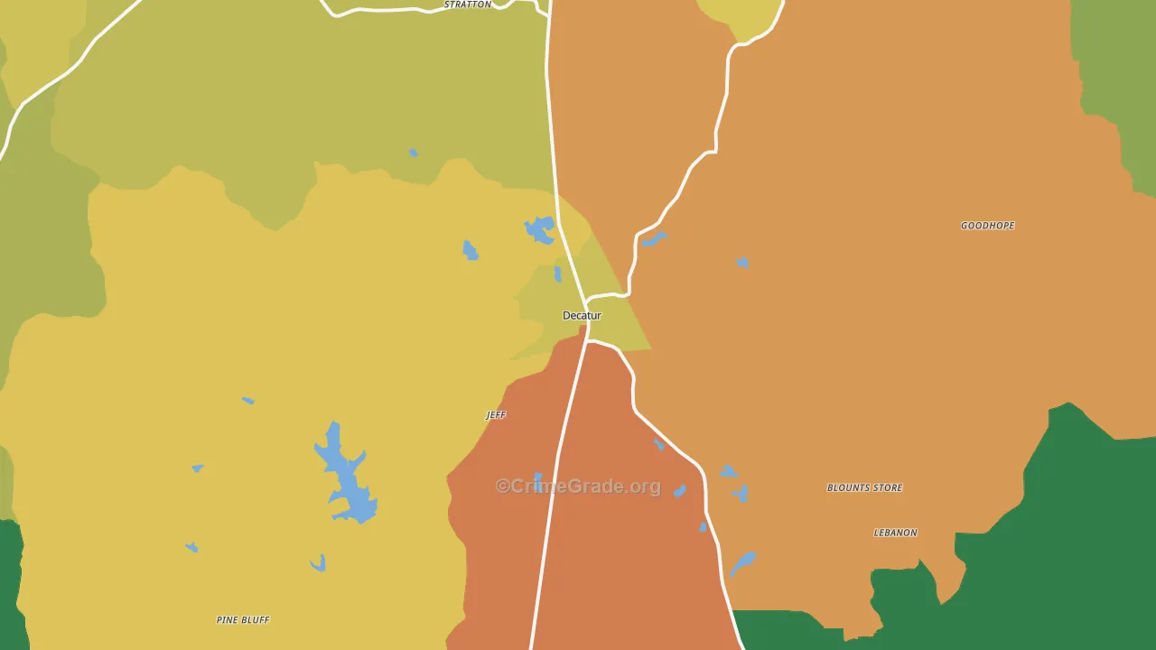 Decatur, MS Map of Theft Rates