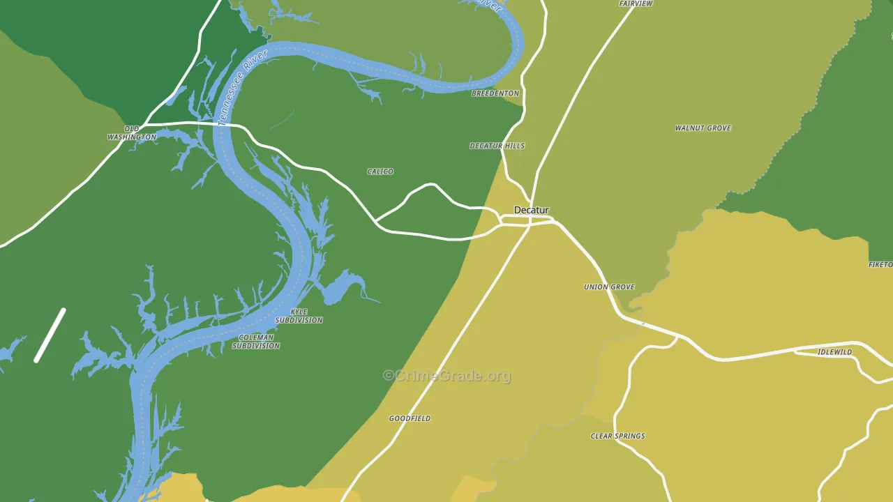 Decatur, TN Map of Theft Rates