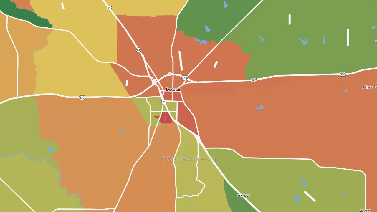 Decatur, TX Map of Theft Rates