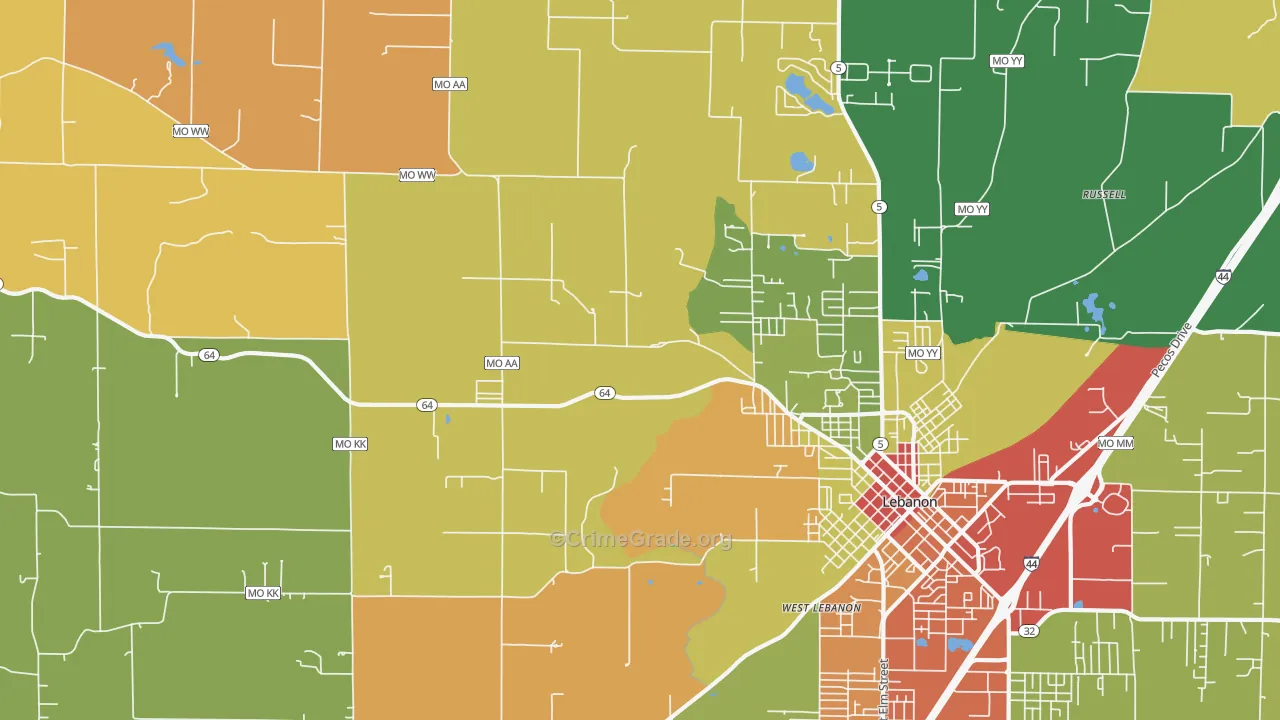 Decaturville, MO Map of Theft Rates