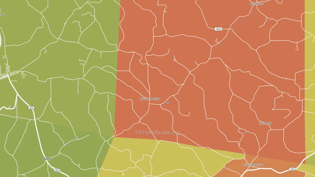 Deckers Point, PA Map of Theft Rates
