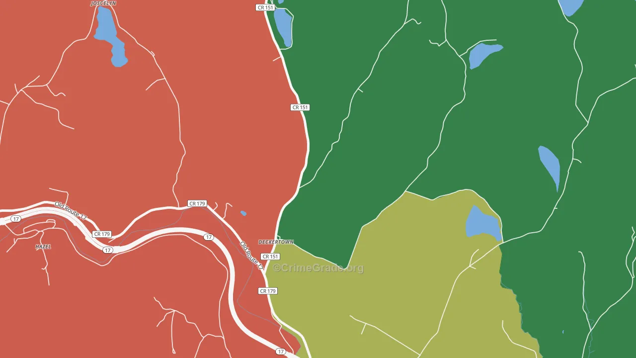 Deckertown, NY Map of Theft Rates