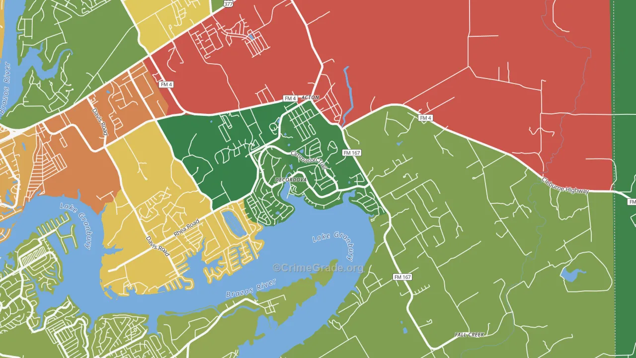 DeCordova, TX Map of Theft Rates