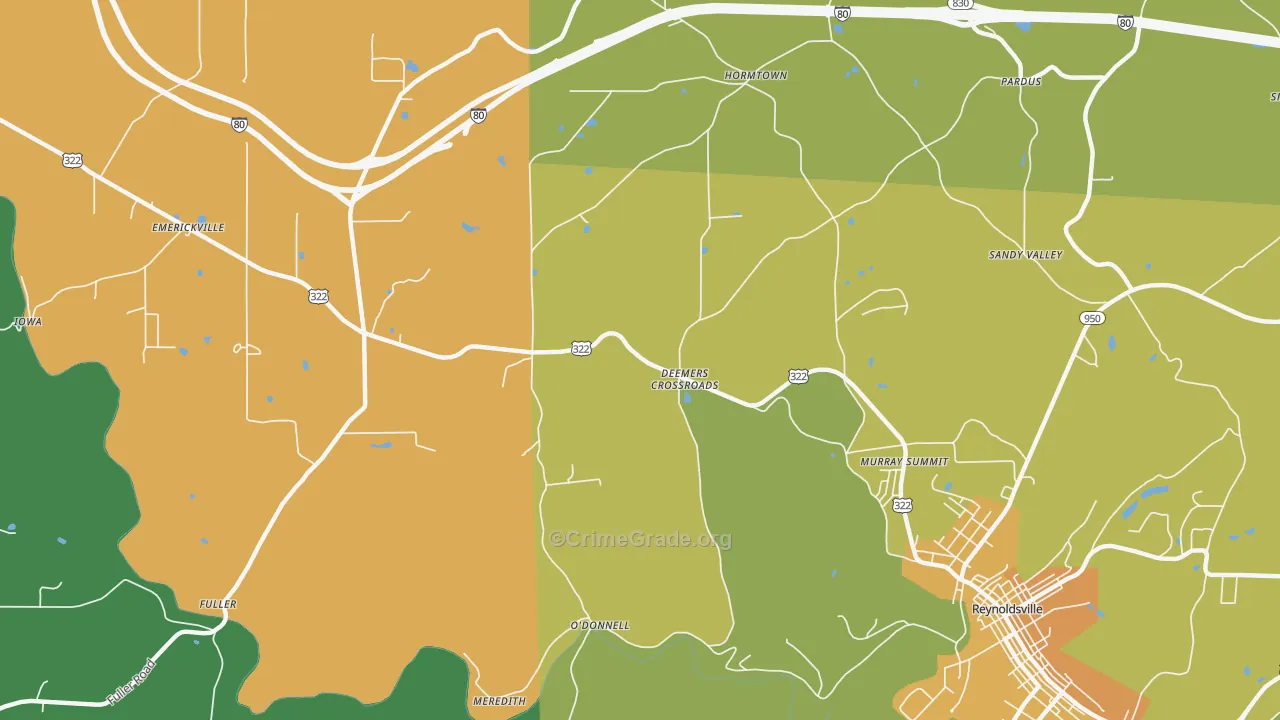 Deemers Cross Roads, PA Map of Theft Rates