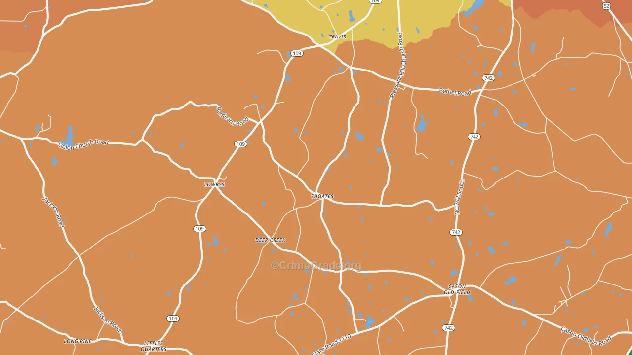 Deep Creek, NC Map of Theft Rates