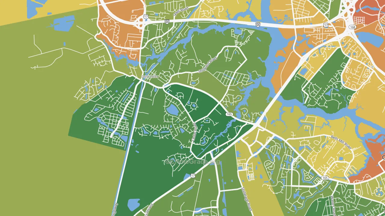 Deep Creek South, Chesapeake, VA Map of Theft Rates