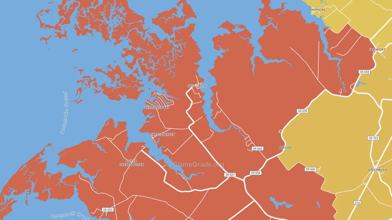 Deep Creek, VA Map of Theft Rates