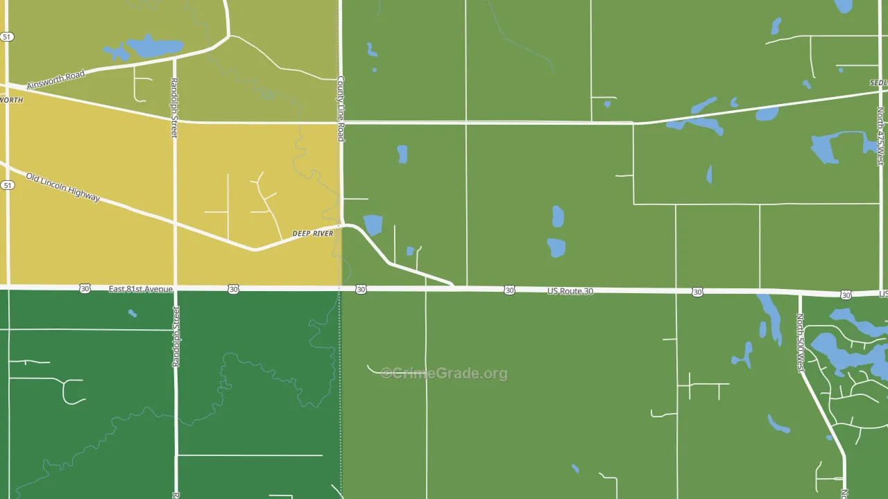 Deep River, IN Map of Theft Rates