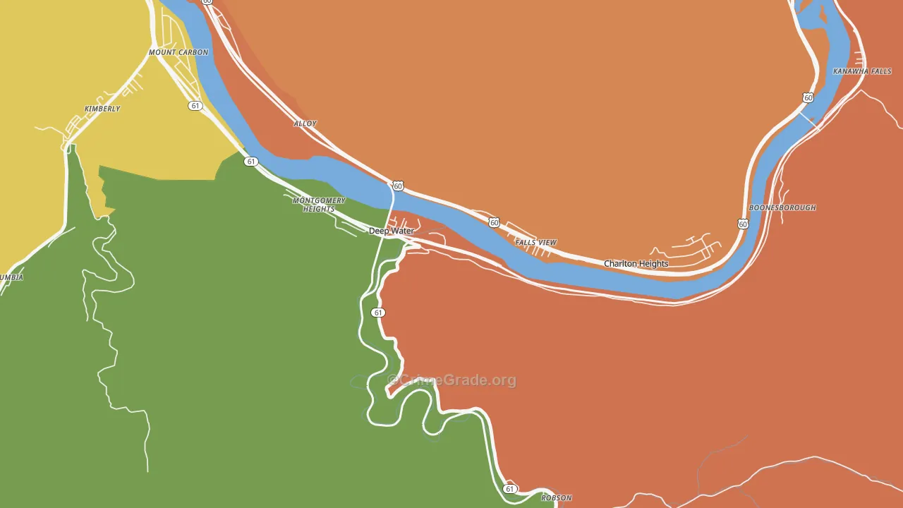 Deep Water, WV Map of Theft Rates