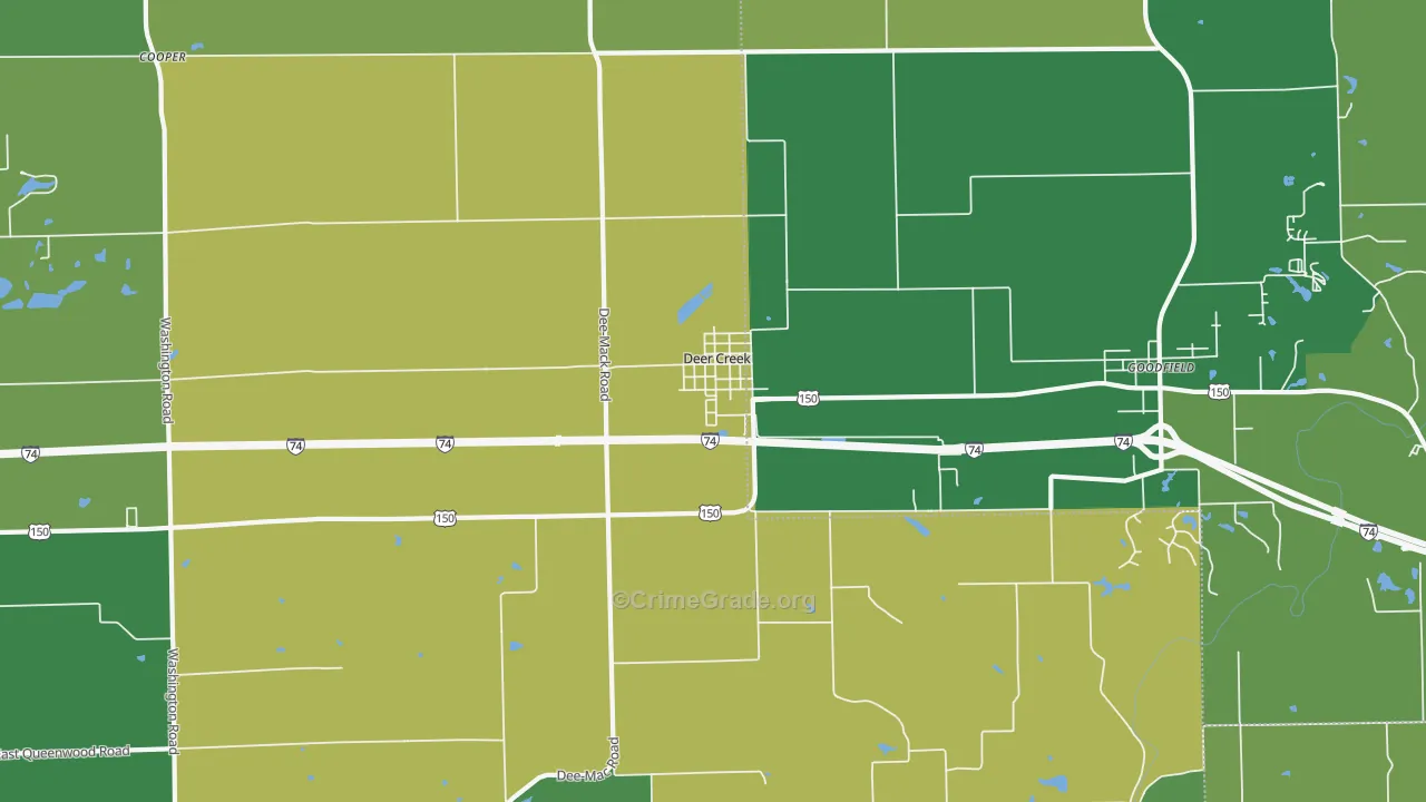 Deer Creek, IL Map of Theft Rates