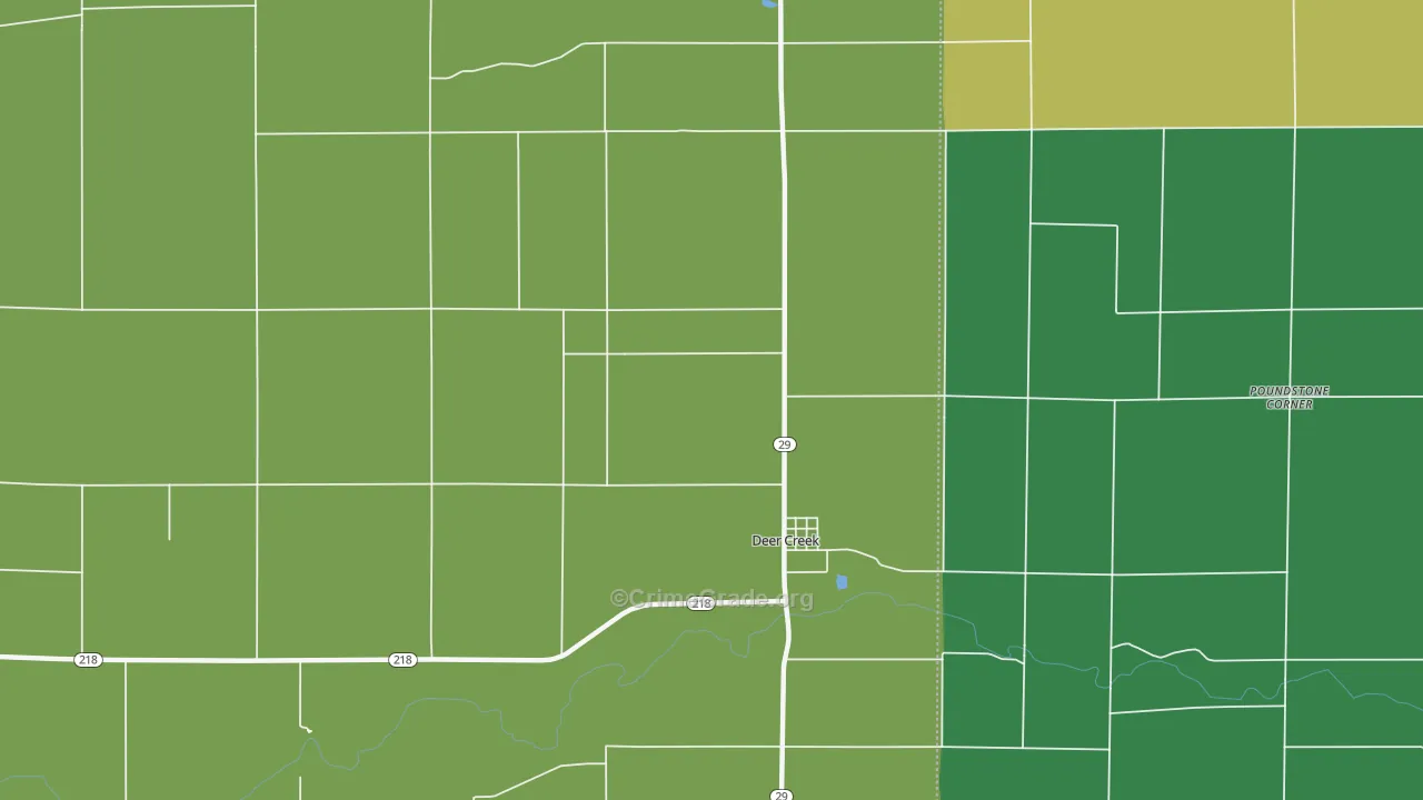 Deer Creek, IN Map of Theft Rates