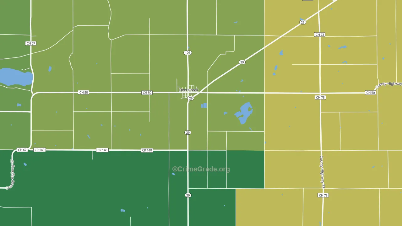 Deer Creek, MN Map of Theft Rates
