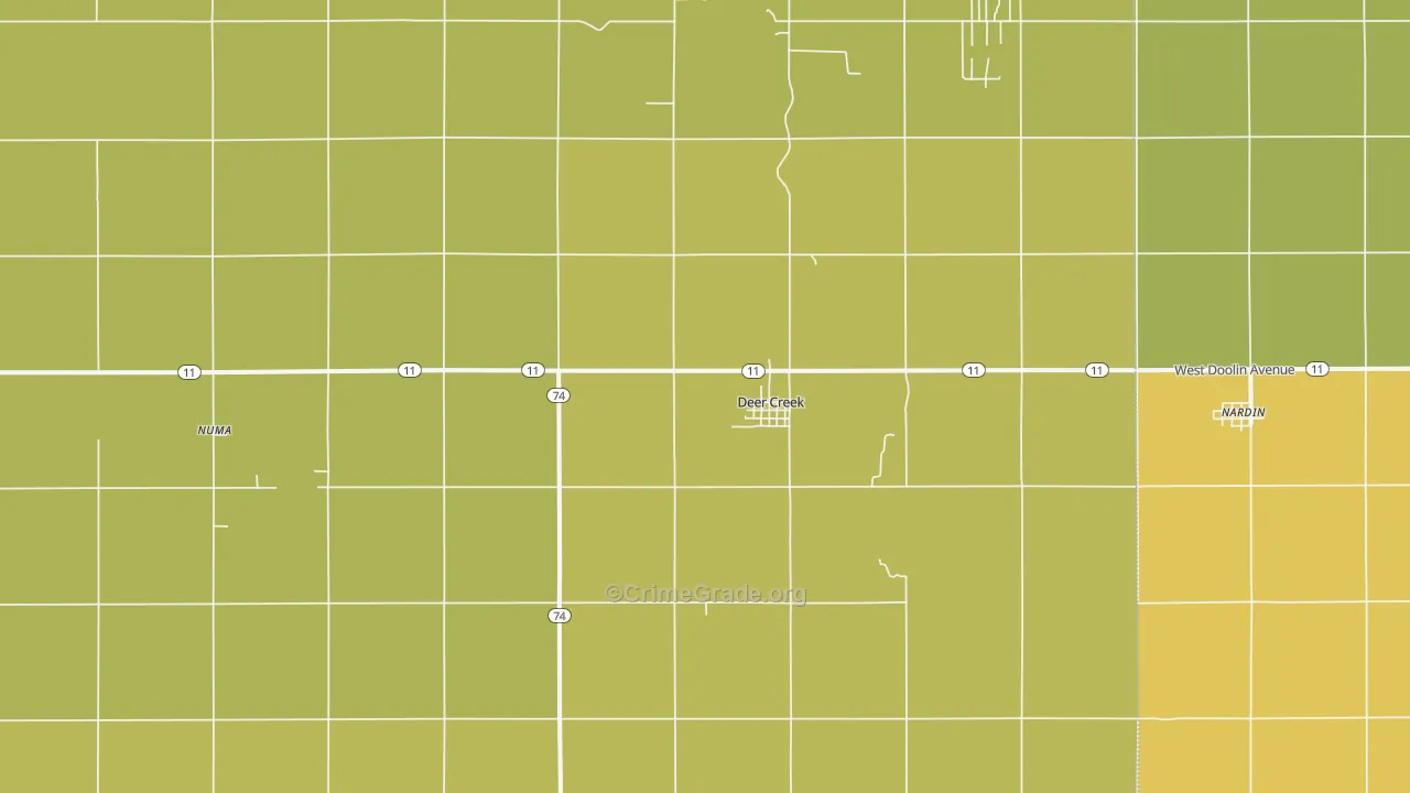 Deer Creek, OK Map of Theft Rates