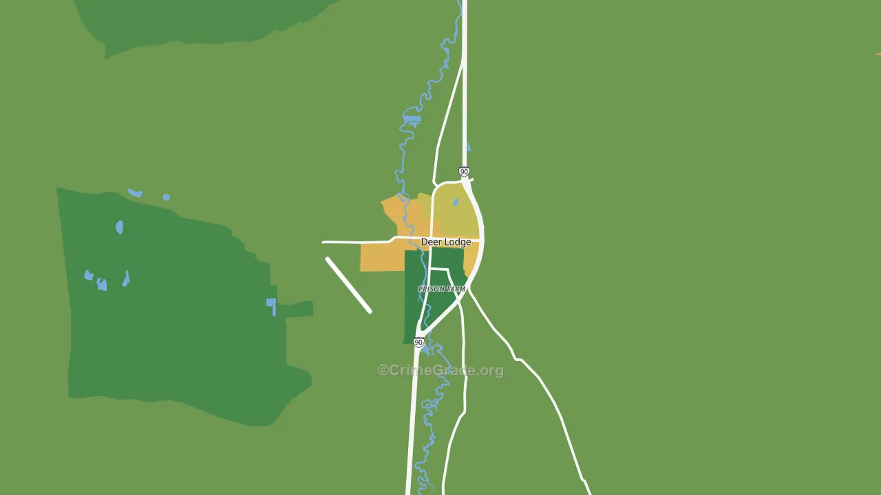 Deer Lodge, MT Map of Theft Rates