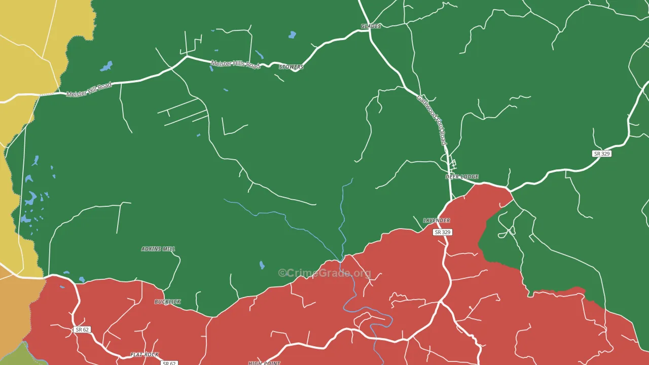 Deer Lodge, TN Map of Theft Rates