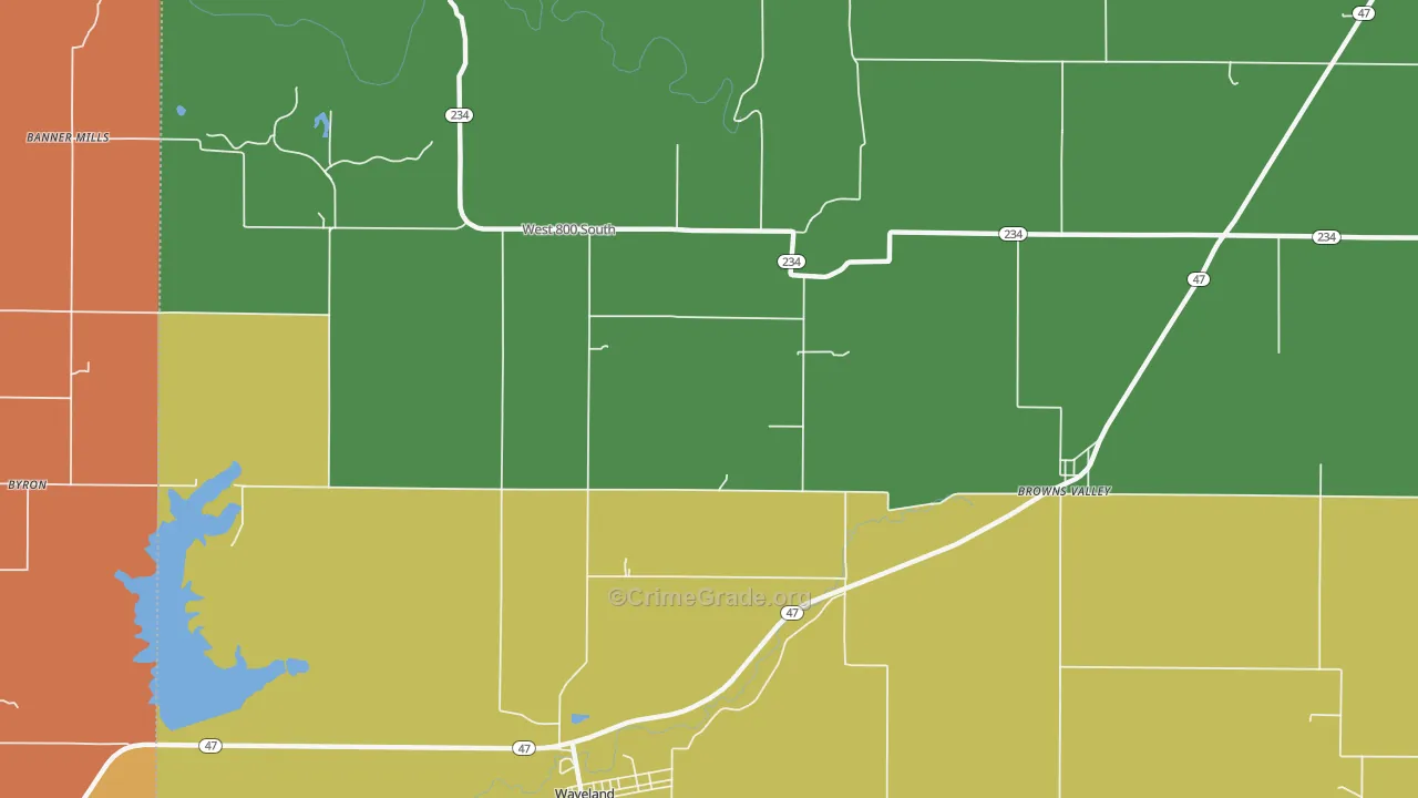Deer Mill, IN Map of Theft Rates