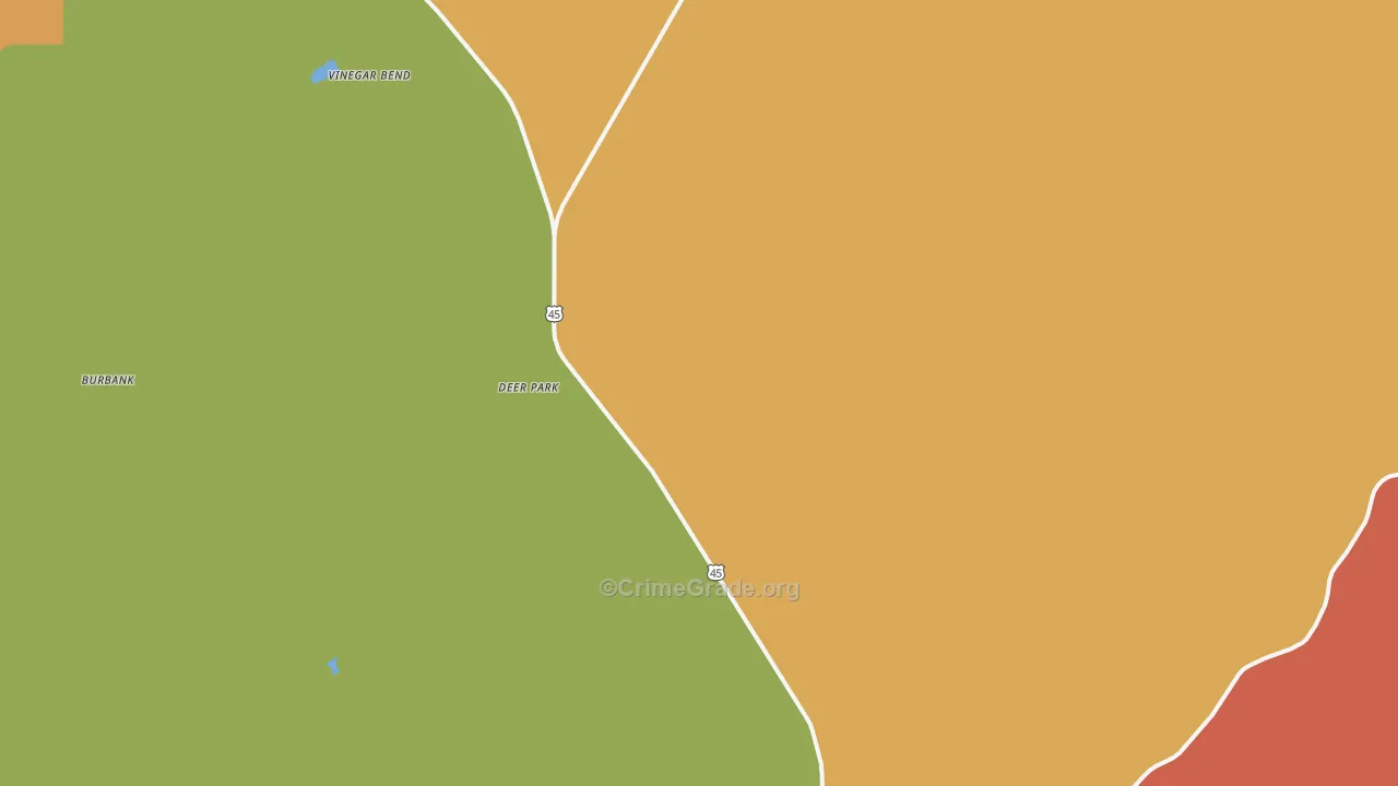 Deer Park, AL Map of Theft Rates