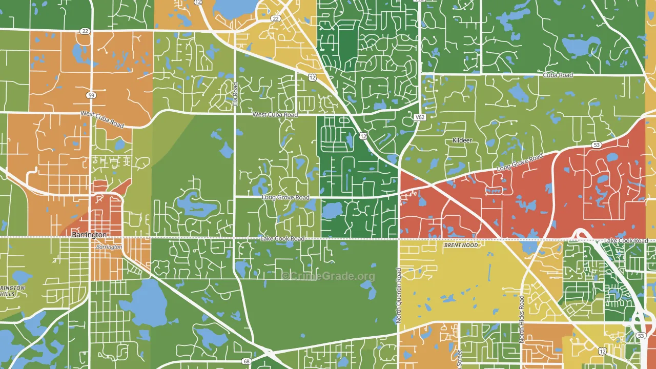 Deer Park, IL Map of Theft Rates