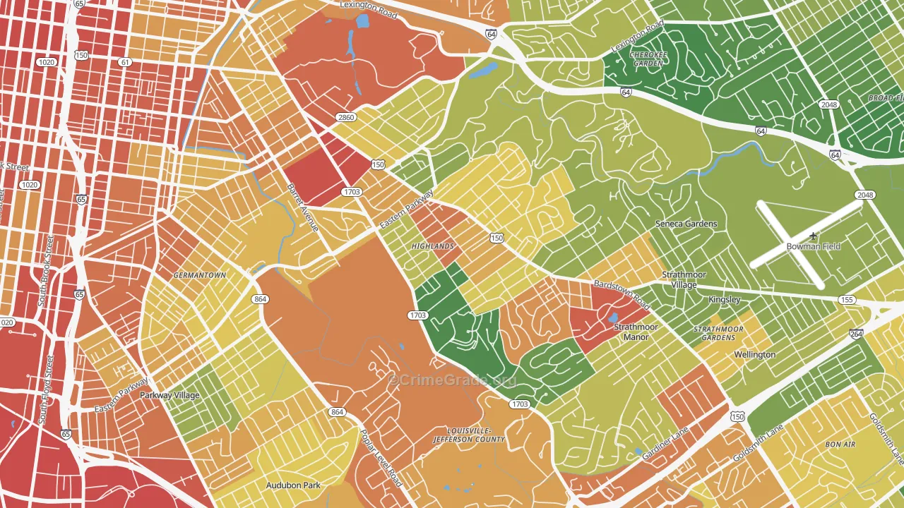 Deer Park, Louisville, KY Map of Theft Rates