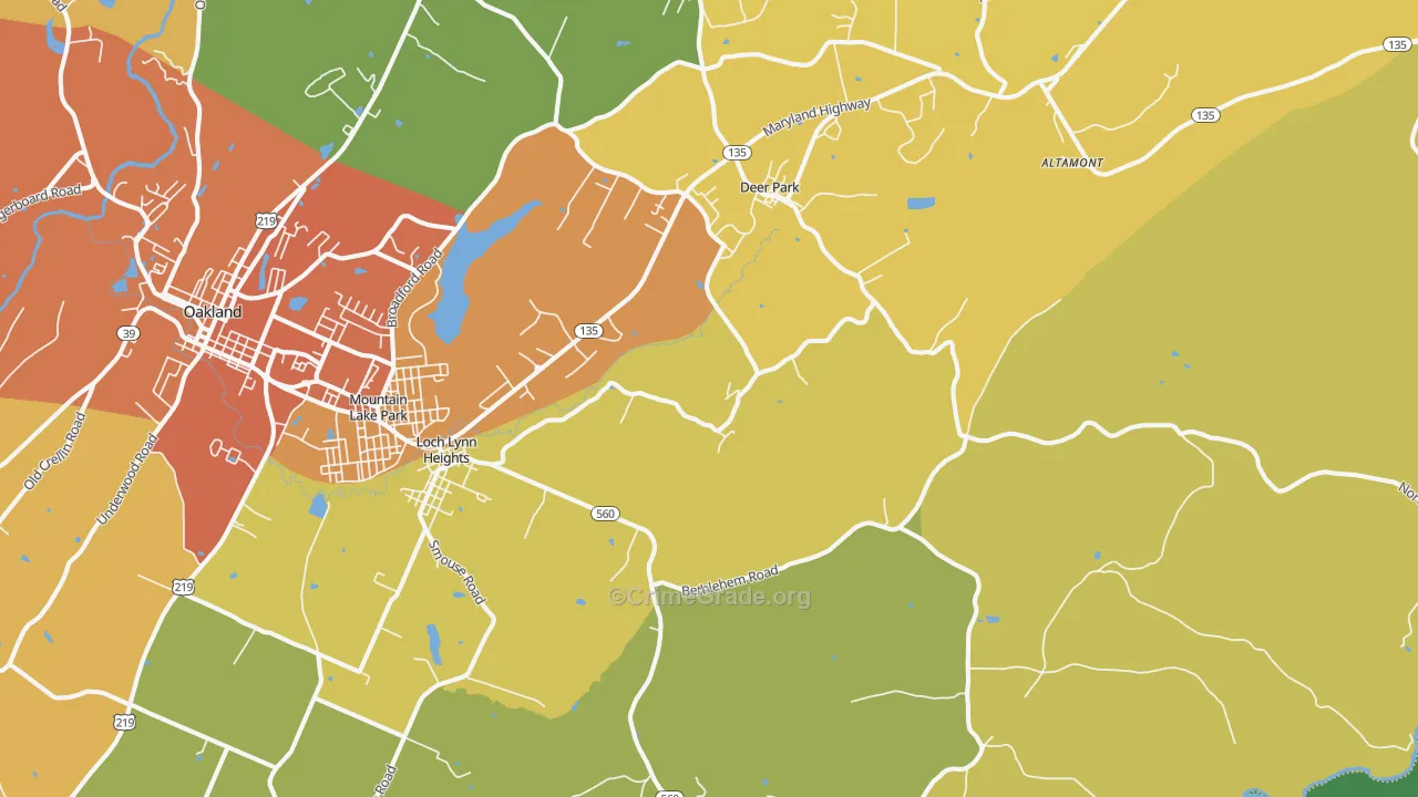 Deer Park, MD Map of Theft Rates