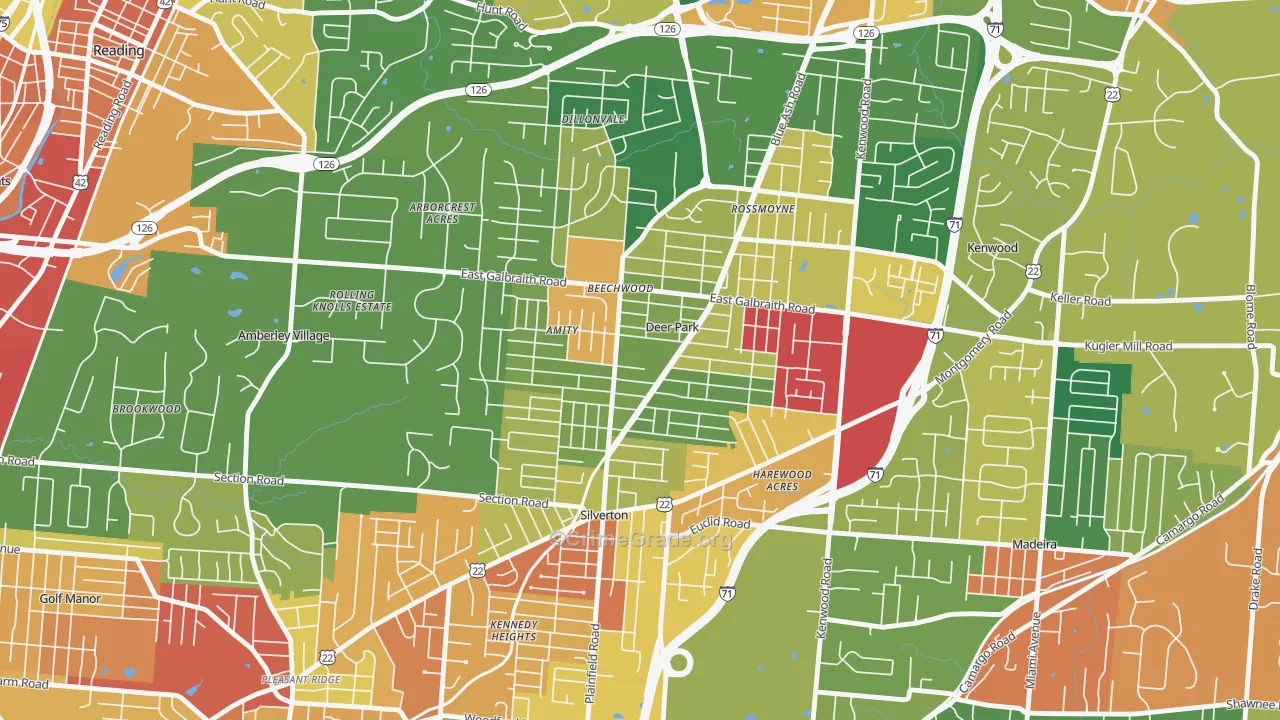 Deer Park, OH Map of Theft Rates