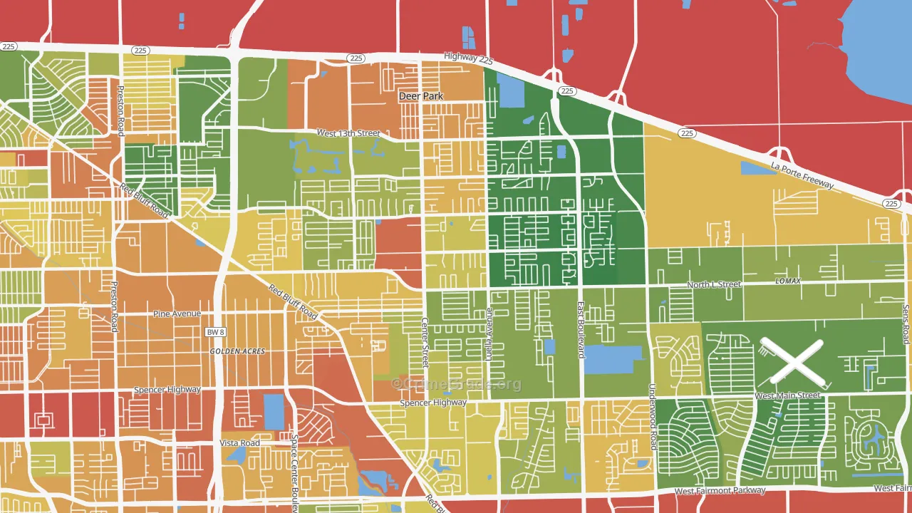 Deer Park, TX Map of Theft Rates