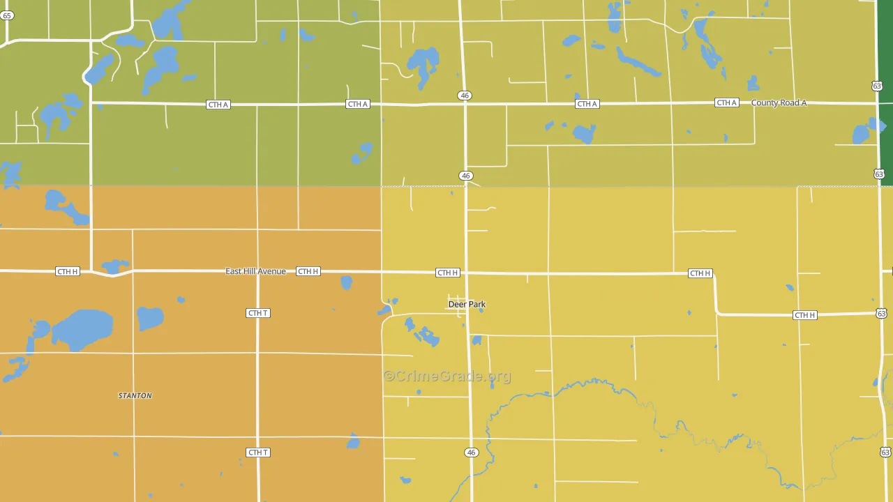 Deer Park, WI Map of Theft Rates