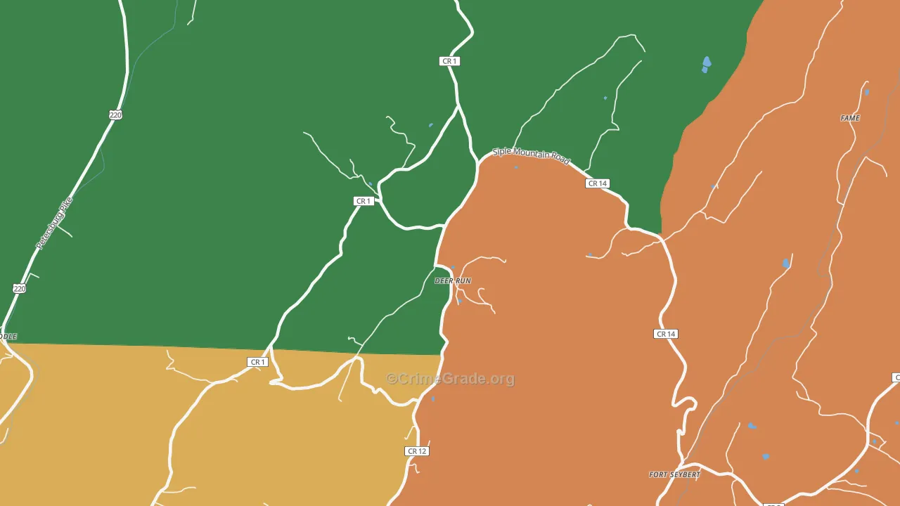 Deer Run, WV Map of Theft Rates