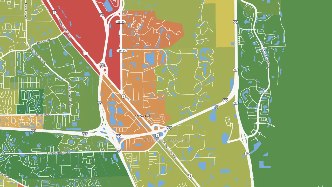 Deercreek, Jacksonville, FL Map of Theft Rates