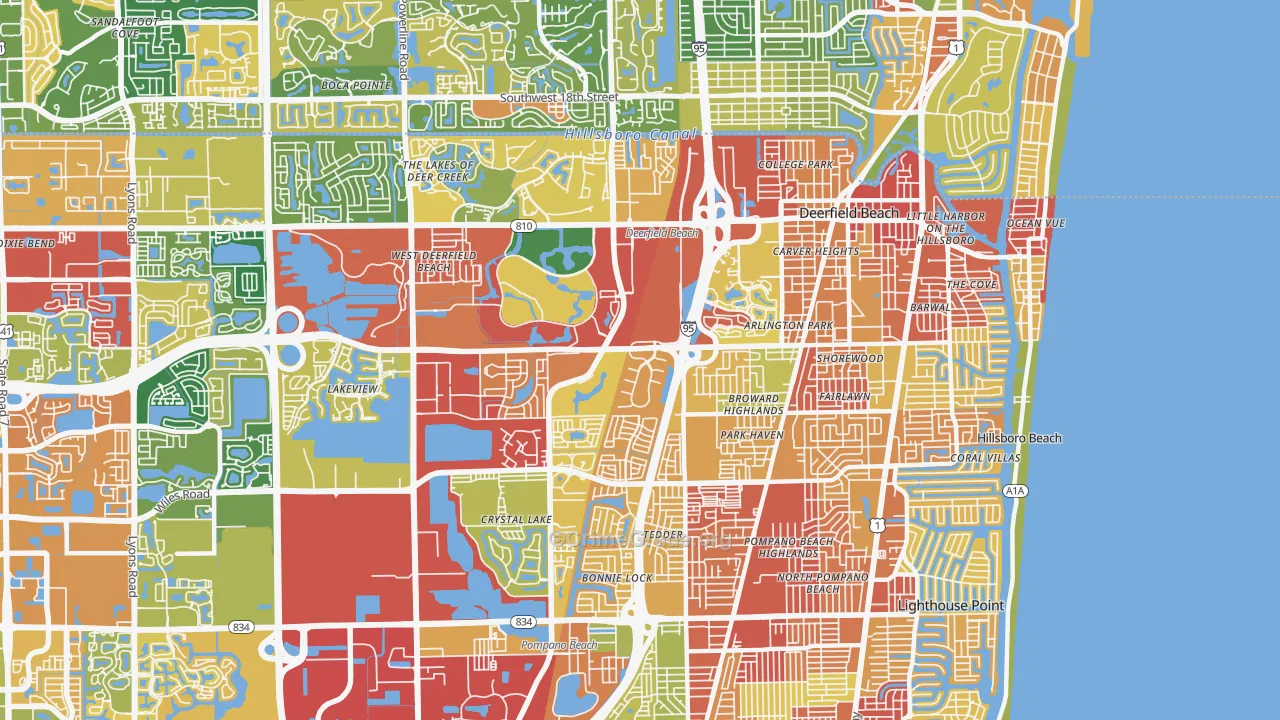 Deerfield Beach, FL Map of Theft Rates