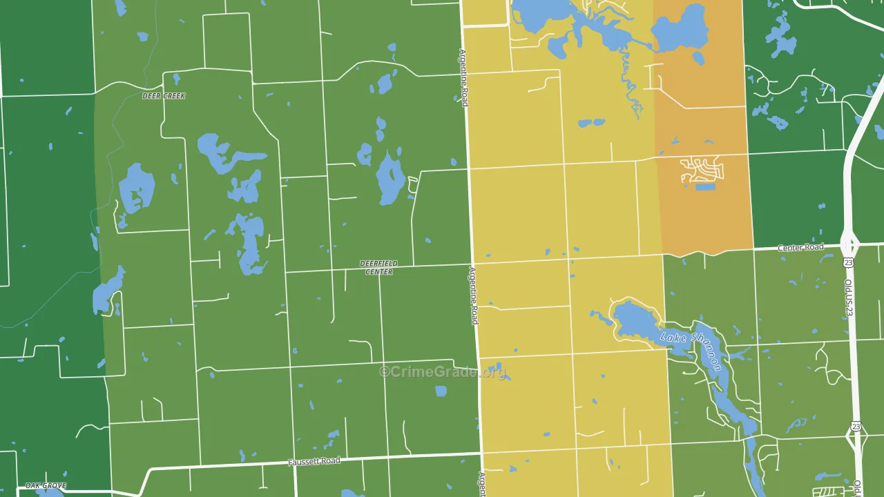 Deerfield Center, MI Map of Theft Rates